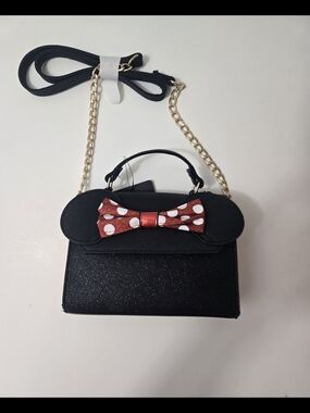 Minnie Mouse Crossbody Satchel with Red Polka Dot Bow Accent